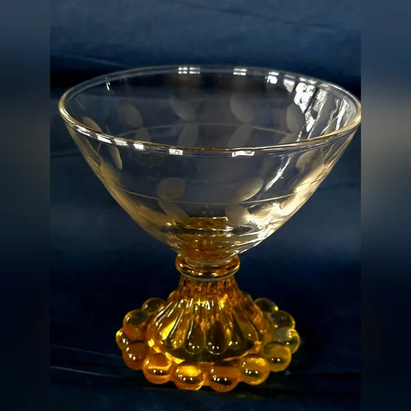 Anchor Hocking Vintage Cadmium Yellow Bubble Parfait Glasses Set Of 4 - Picture 3 of 6